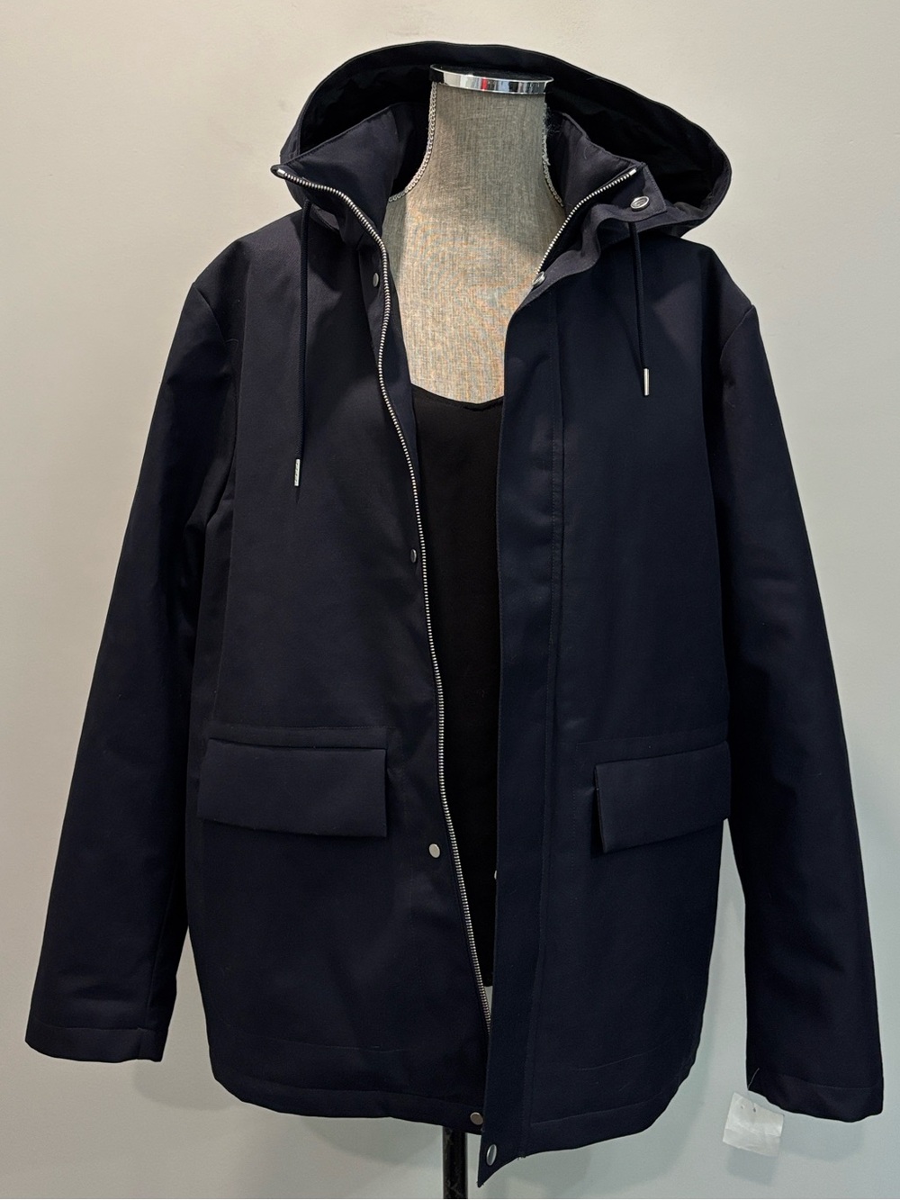 Sandro Navy Technical Hooded Wool Blend Parka NWT Quilted Lining XL - Picture 12 of 16